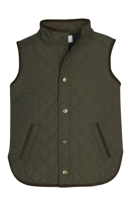 Little English Classic Quilted Vest - Olive