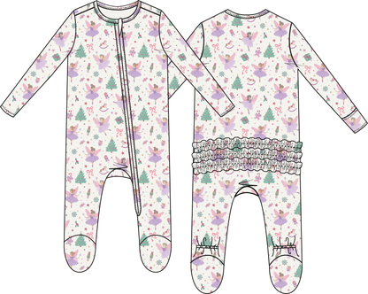 PREORDER Angel Dear Sugar Plum Fairies - 2 Way Ruffle Back Zipper Footie