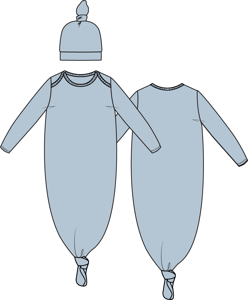 PREORDER Angel Dear Solid Baby Blue - Knotted Gown And Knotted Hat