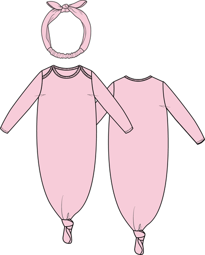 PREORDER Angel Dear Solid Pink A Boo - Knotted Gown And Headband)