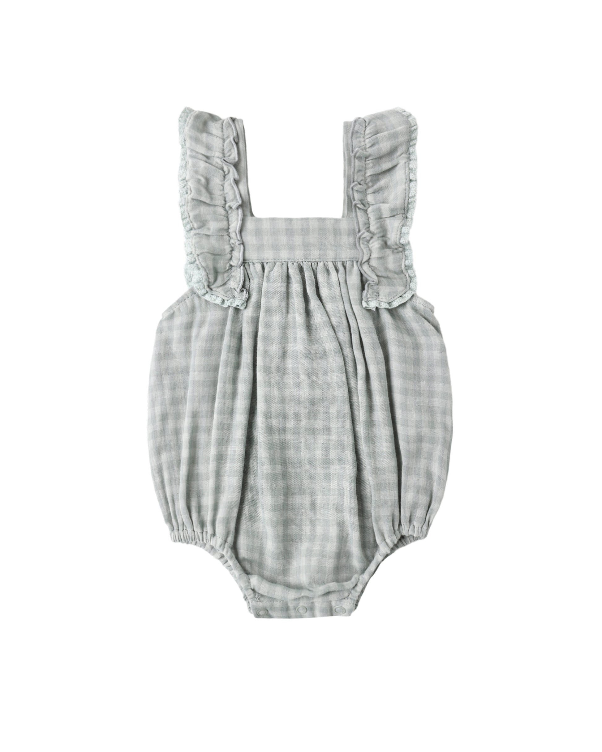 MAYA ROMPER GREEN GINGHAM - Persnickety Shop