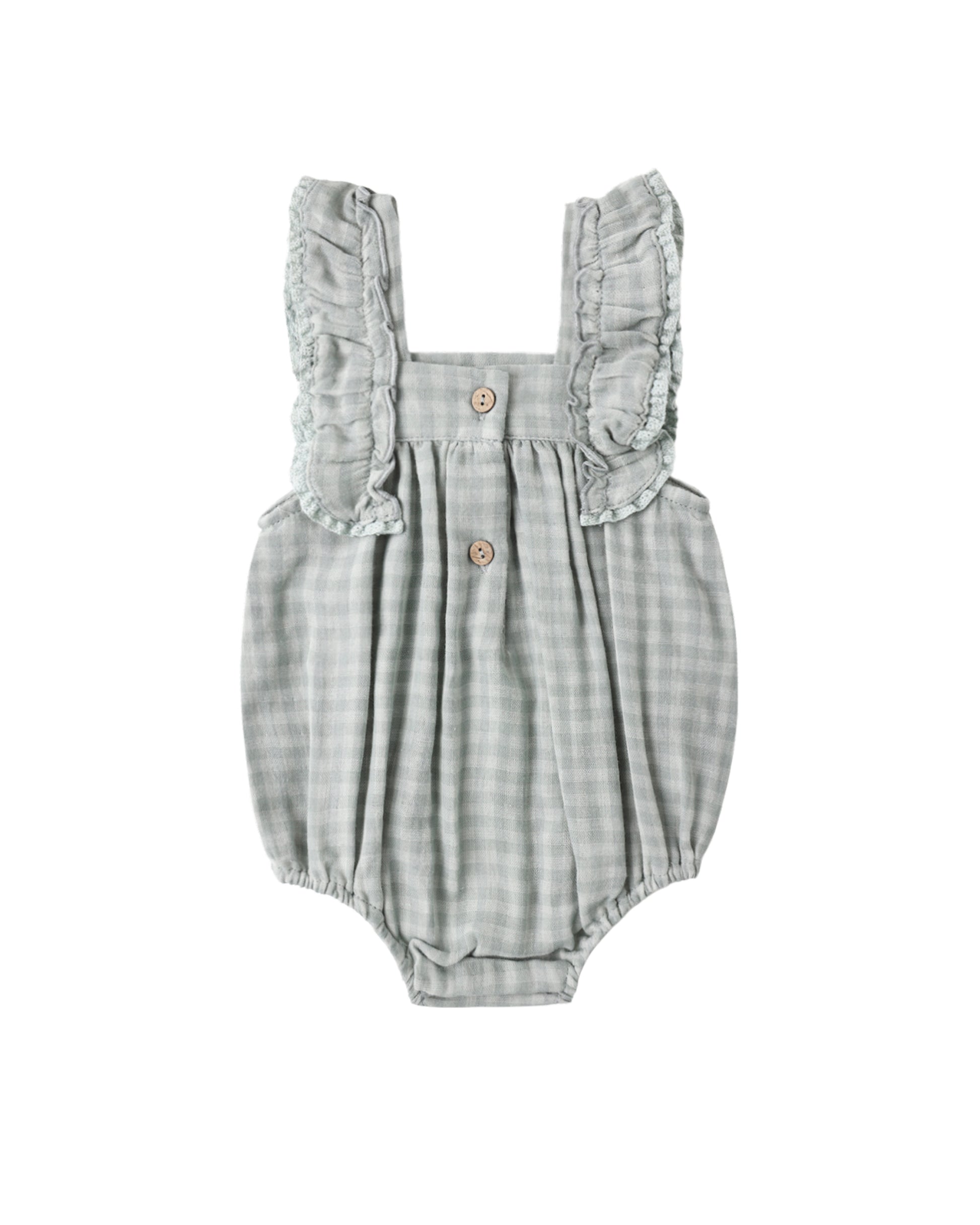 MAYA ROMPER GREEN GINGHAM - Persnickety Shop