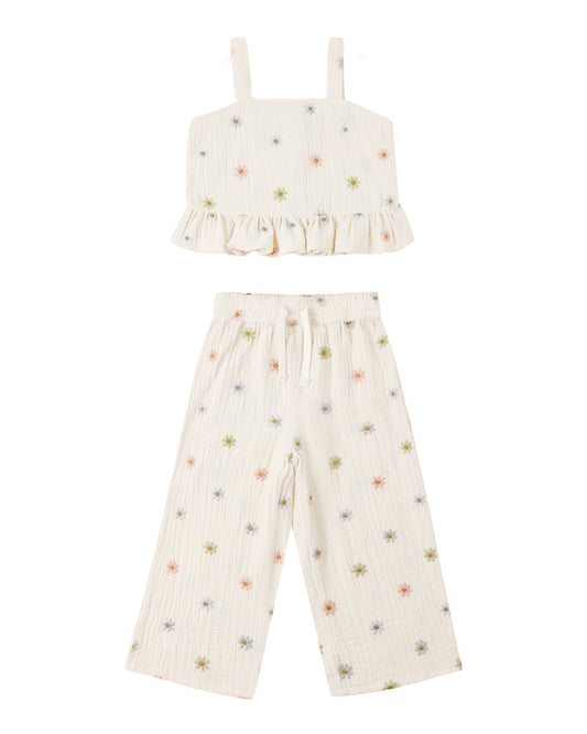 KAYLI SET EMBROIDERED DAISIES - Persnickety Shop