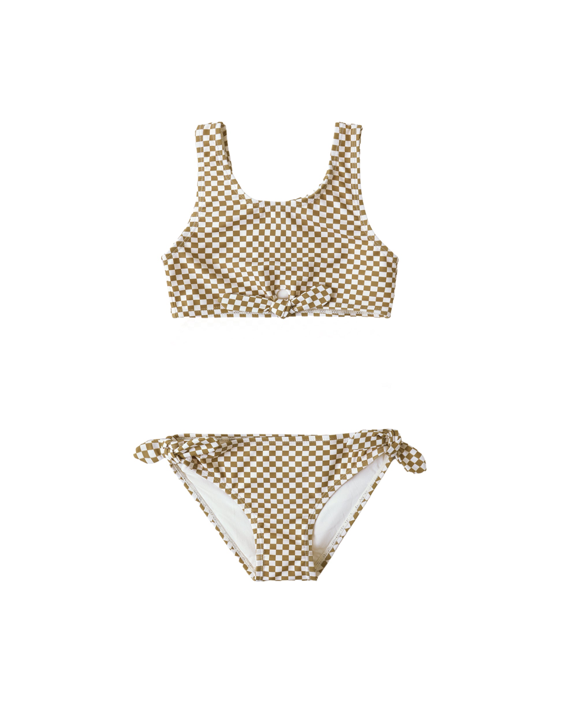 KNOTTED BIKINI OCRE CHECK - Persnickety Shop