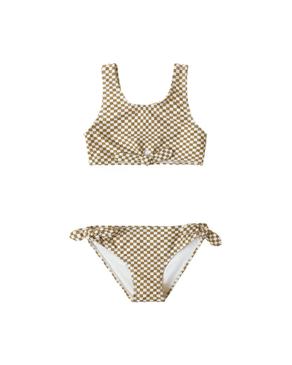 KNOTTED BIKINI OCRE CHECK - Persnickety Shop