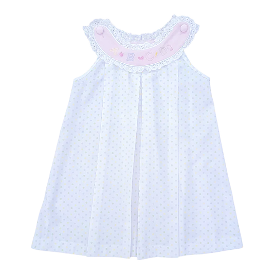 Percy & Tyne Pastel Bitty Dot w/ ABC Embroidery Callie Dress