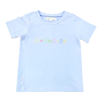 Percy & Tyne Baby Blue Knit w/ ABC SS Embroidered Tee