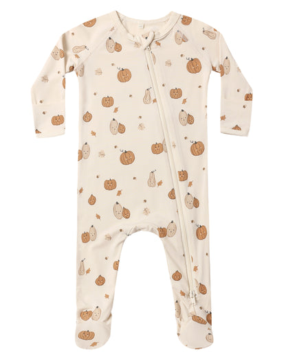Quincy Mae BAMBOO ZIP FOOTIE HARVEST FRIENDS