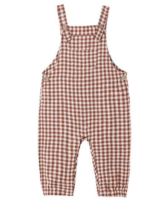 *PRE ORDER* RYLEE + CRU BABY OVERALLS BRICK CHECK