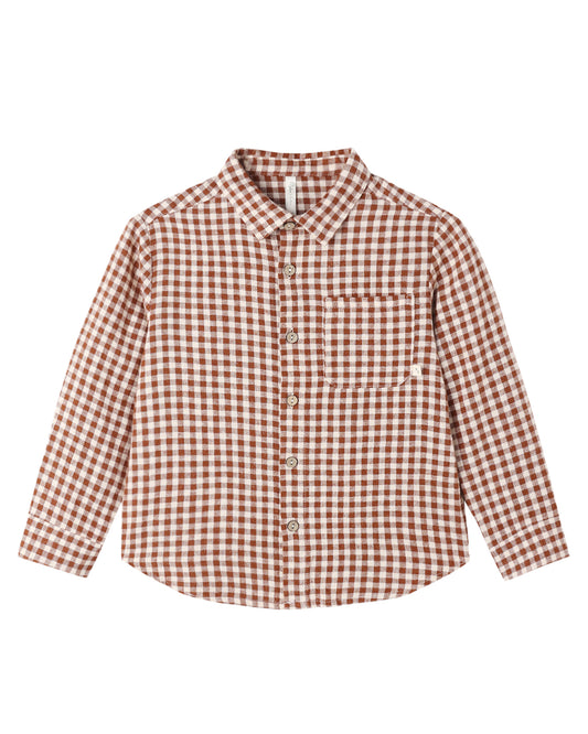*PRE ORDER* RYLEE + CRU COLLARED LONG SLEEVE SHIRT BRICK CHECK