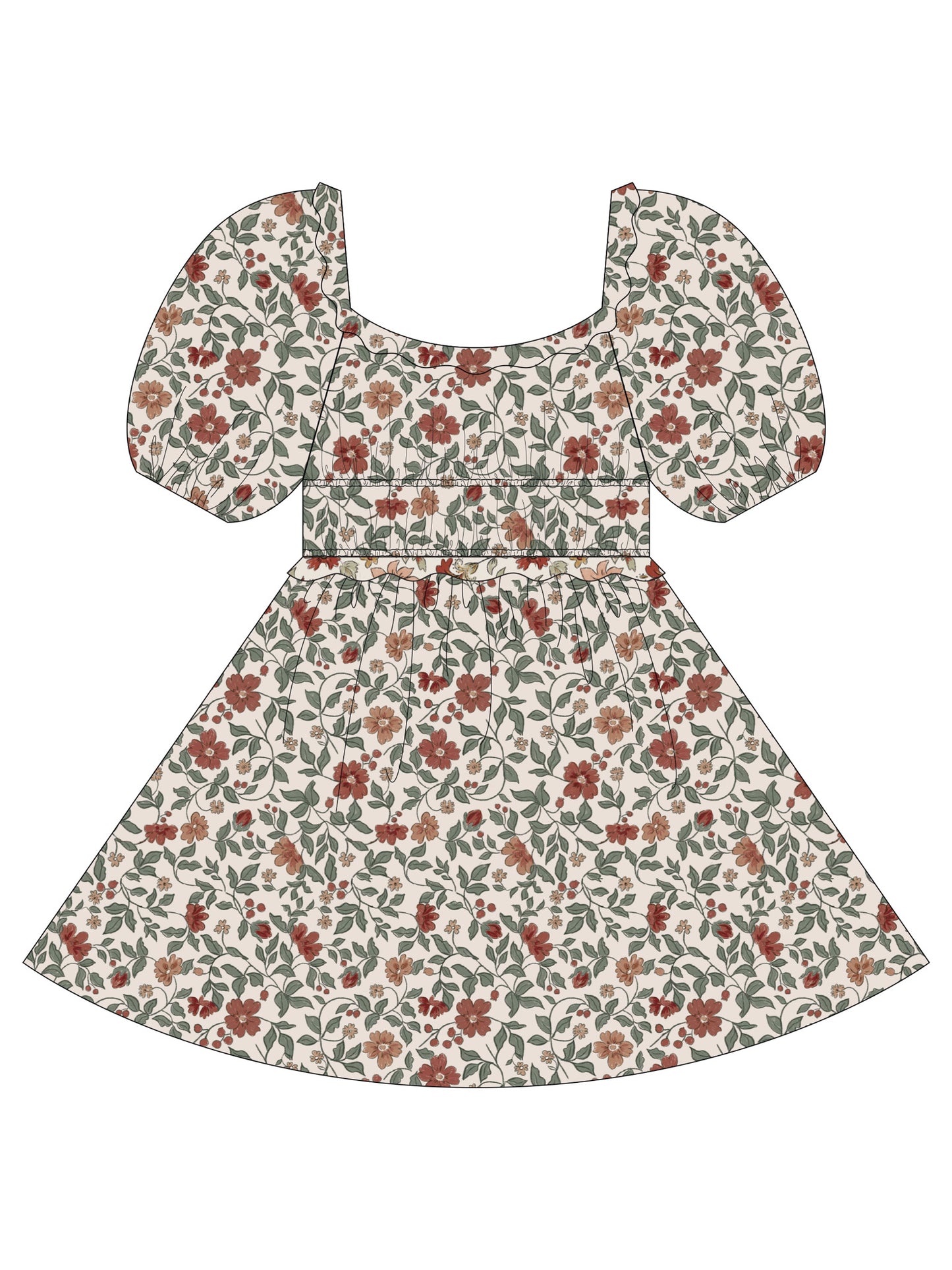 *PRE ORDER* RYLEE + CRU TEEN SHAYLA DRESS HOLIDAY FLORAL