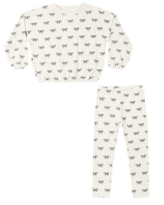 *PRE ORDER* RYLEE + CRU SPONGEY KNIT SET EVERGREEN BOWS
