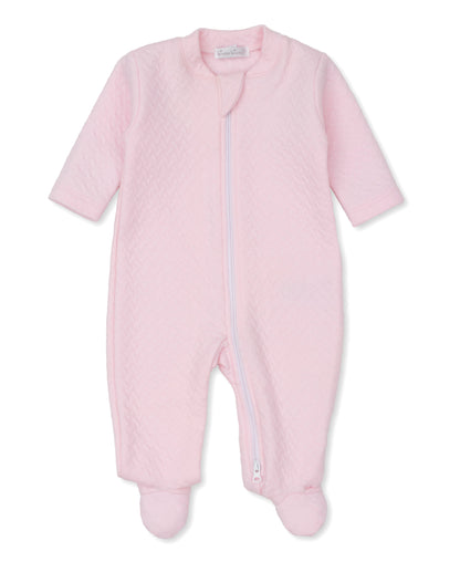 Kissy Kissy jacquard footie w/ zip pink