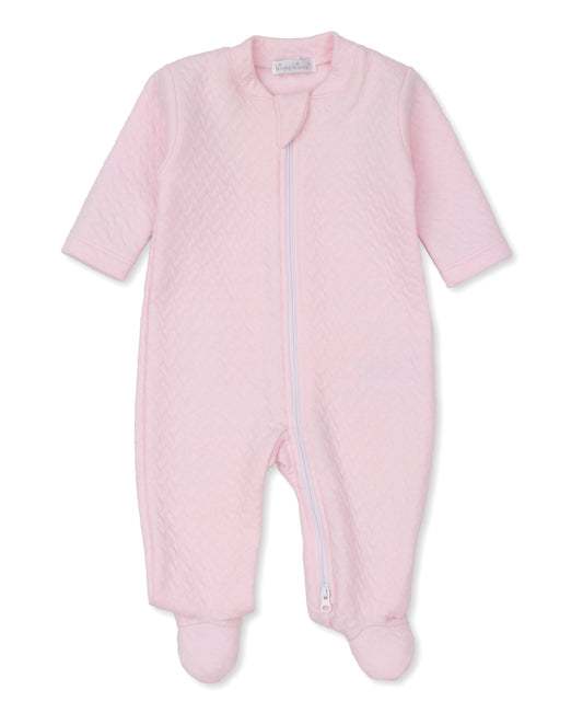 Kissy Kissy jacquard footie w/ zip pink