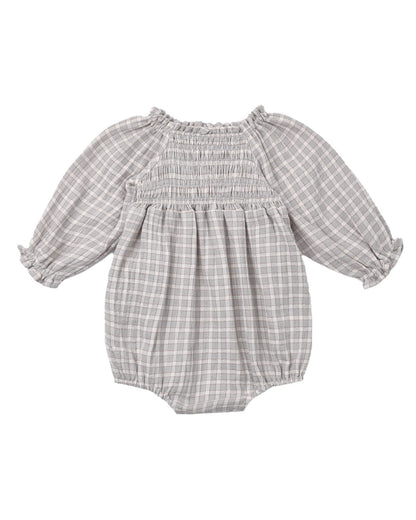 Quincy Mae  EDEN ROMPER BLUE GINGHAM