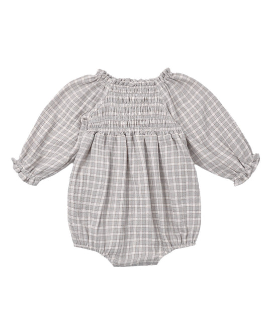 Quincy Mae  EDEN ROMPER BLUE GINGHAM