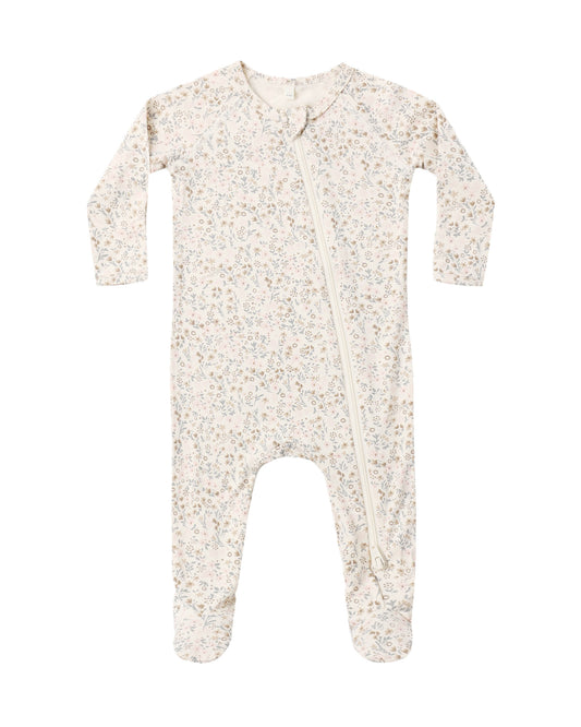 QUINCY MAE BAMBOO ZIP FOOTIE BLOOM