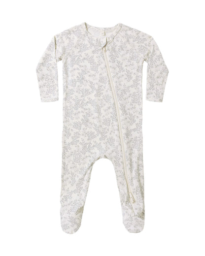 QUINCY MAE BAMBOO ZIP FOOTIE CLOUD FLORAL