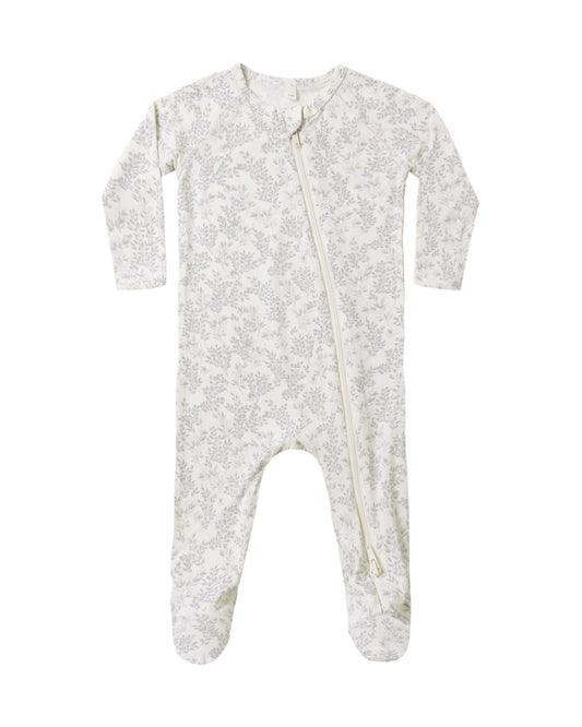 QUINCY MAE BAMBOO ZIP FOOTIE CLOUD FLORAL