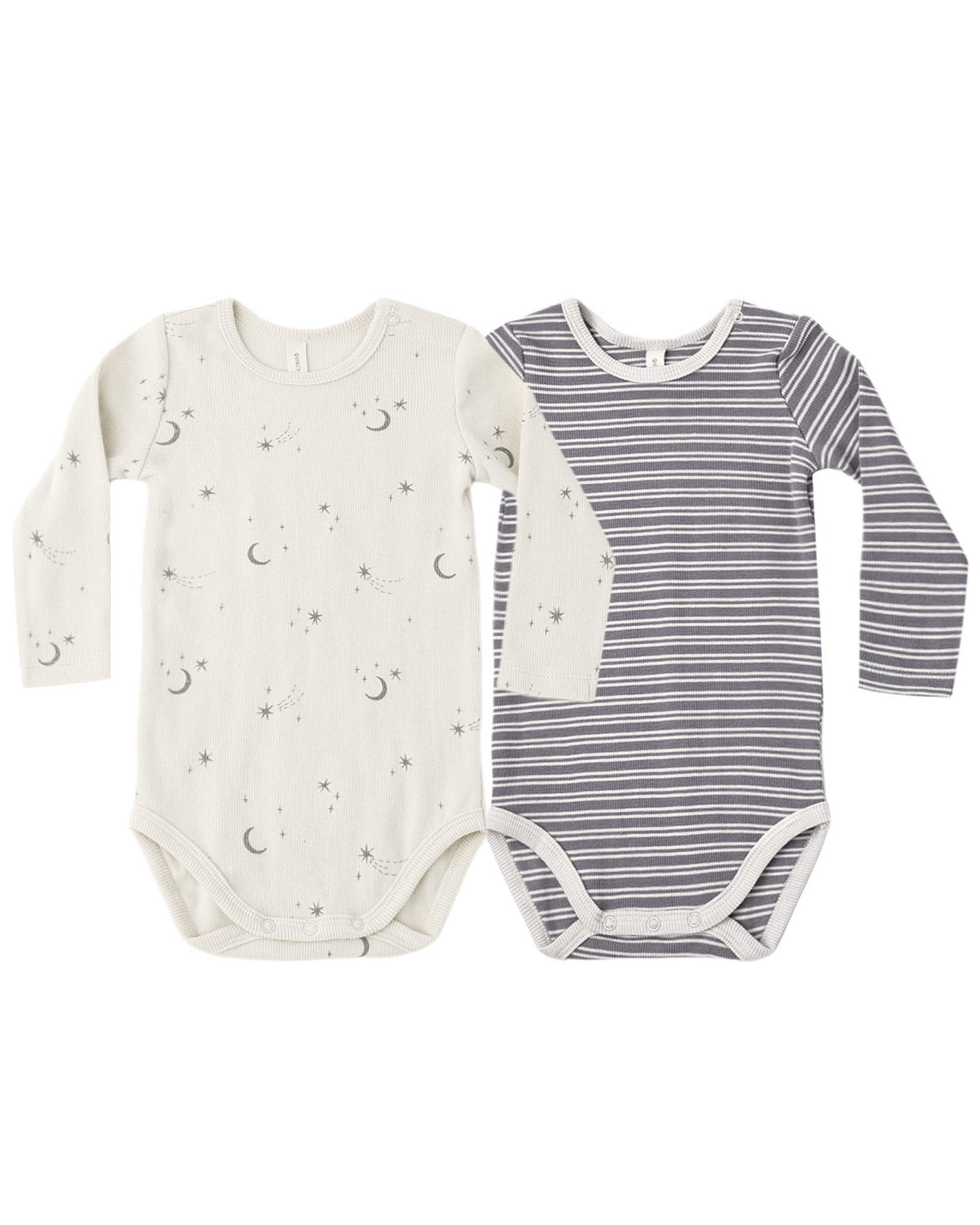 RYLEE + CRU RIBBED BODYSUIT, 2 PACK SLATE MICROSTRIPE, CELESTIAL