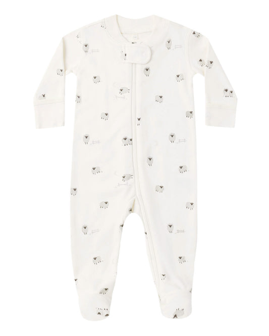 QUINCY MAE ZIP LONG SLEEVE SLEEPER FOOTIE SHEEP