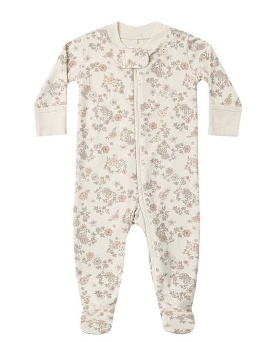 QUINCY MAE ZIP LONG SLEEVE SLEEPER FOOTIE FLORAL VINE