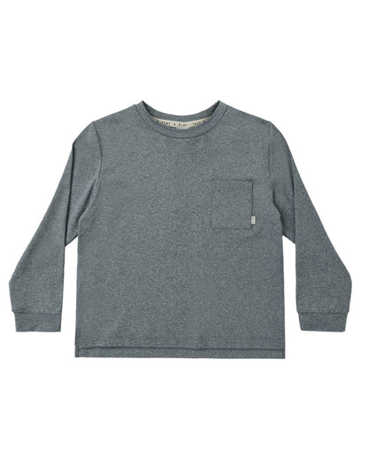 RYLEE + CRU LONG SLEEVE POCKET TEE HEATHERED MIDNIGHT