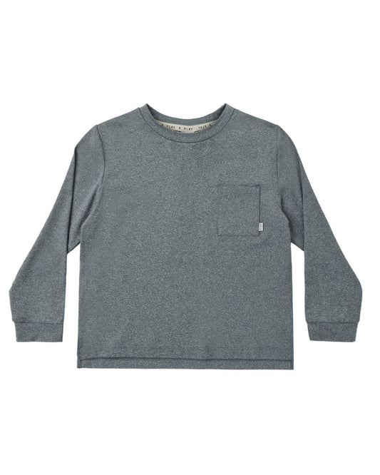RYLEE + CRU LONG SLEEVE POCKET TEE HEATHERED MIDNIGHT