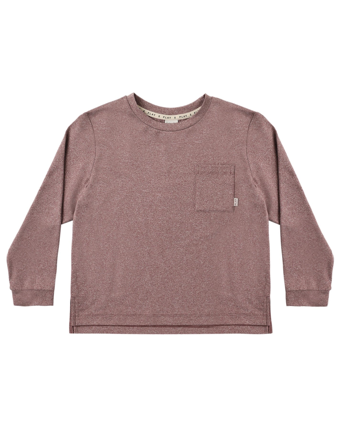 RYLEE + CRU LONG SLEEVE POCKET TEE HEATHERED MULBERRY