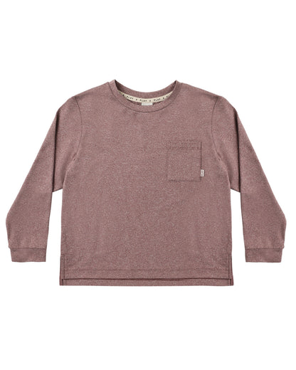 RYLEE + CRU LONG SLEEVE POCKET TEE HEATHERED MULBERRY