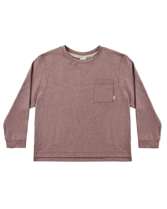RYLEE + CRU LONG SLEEVE POCKET TEE HEATHERED MULBERRY