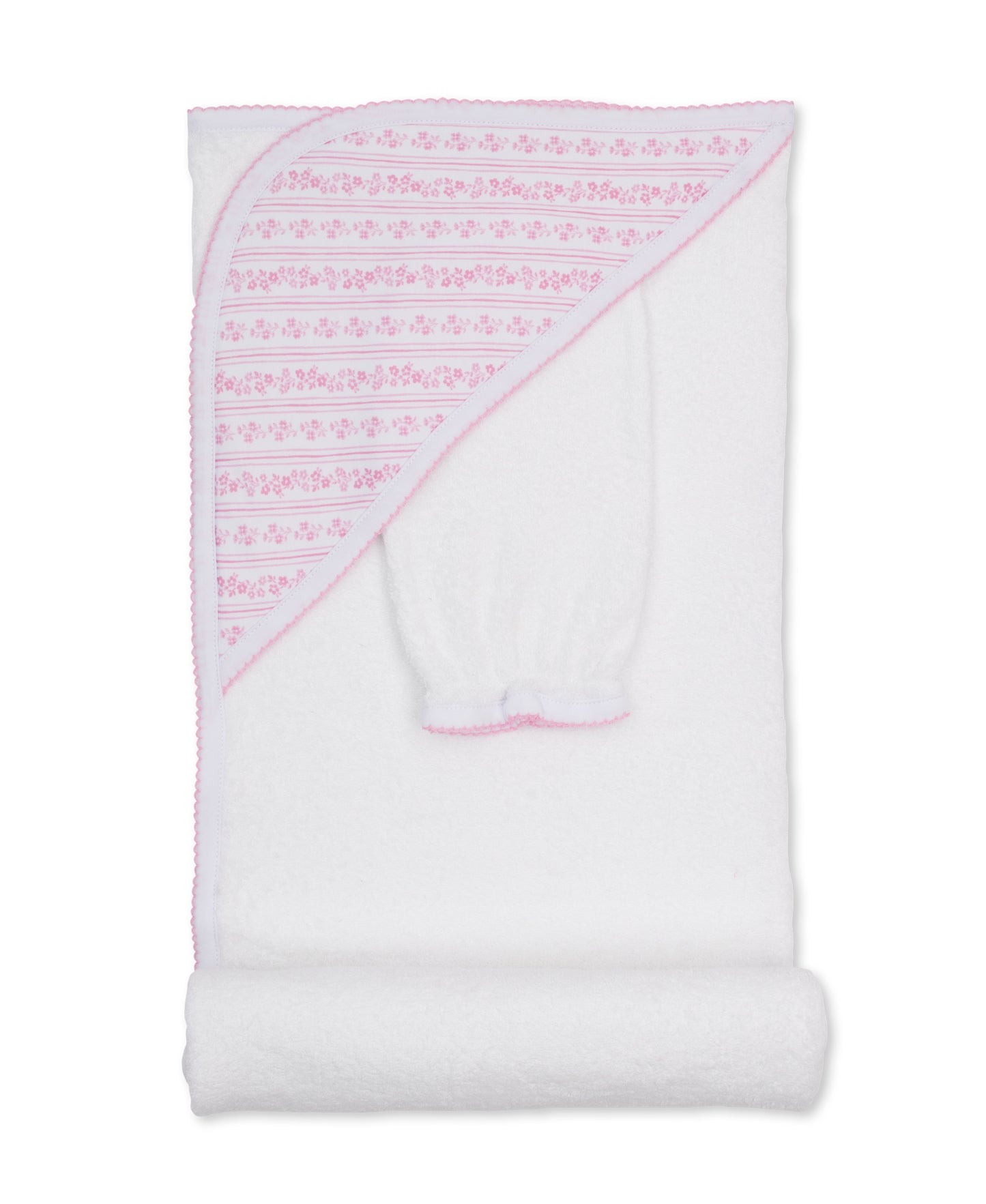 KISSY KISSY Hooded Towel white pink hooded towel w/ mitt set watercolor