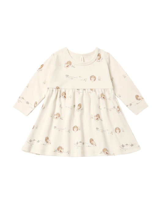 Quincy Mae LONG SLEEVE BABY DRESS TURKEY
