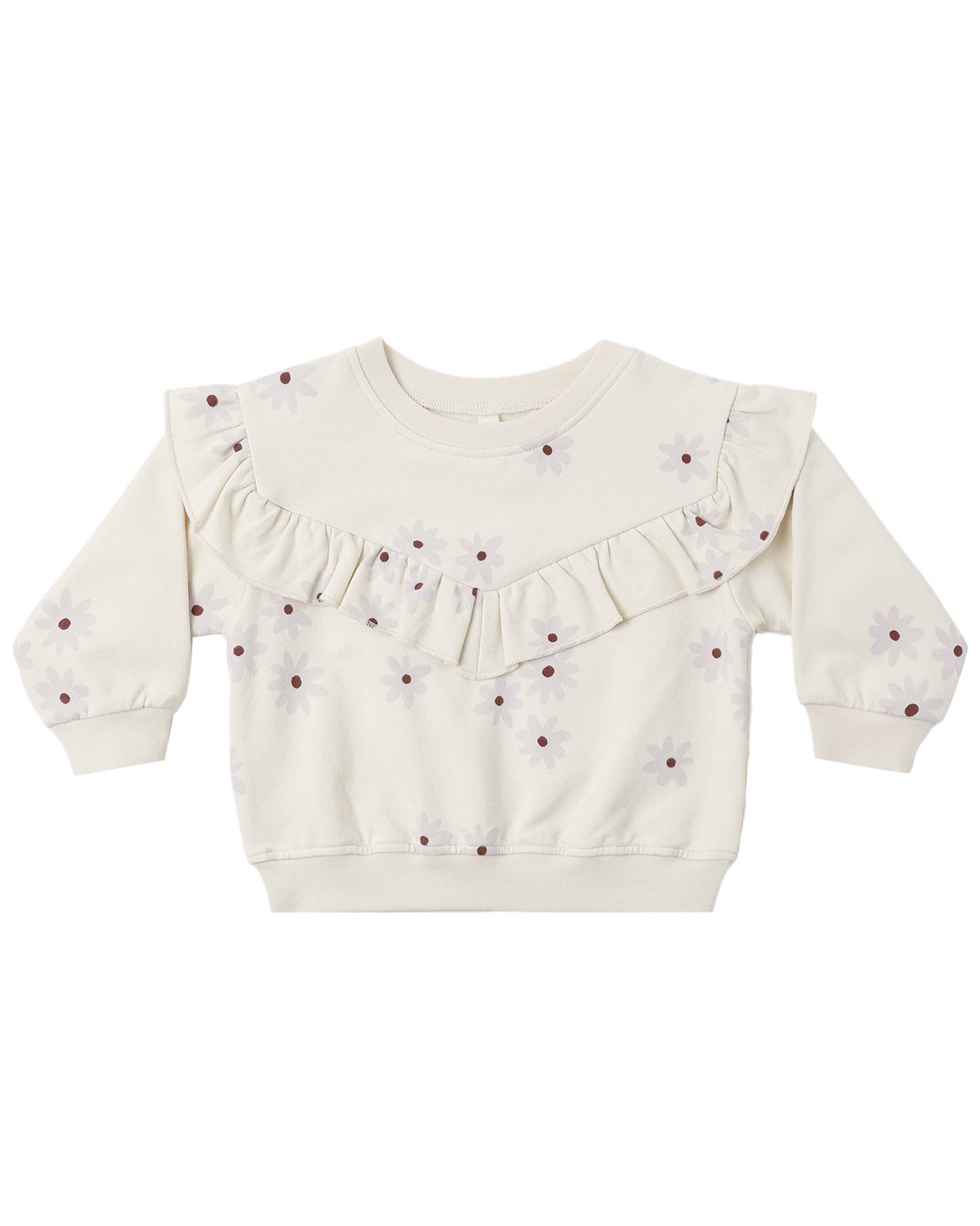 Quincy Mae RUFFLE FLEECE SWEATSHIRT BLUE DAISY