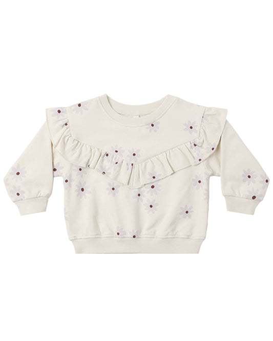 Quincy Mae RUFFLE FLEECE SWEATSHIRT BLUE DAISY