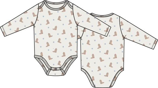 PREORDER Angel Dear Mini Cowboy Boots - Long Sleeve Bodysuit
