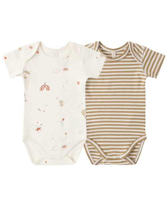 Quincy Mar SHORT SLEEVE BODYSUIT PACK CARNIVAL, HONEY STRIPE - Persnickety Shop