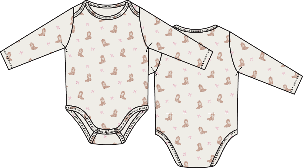 PREORDER Angel Dear Mini Cowgirl Boots - Long Sleeve Bodysuit