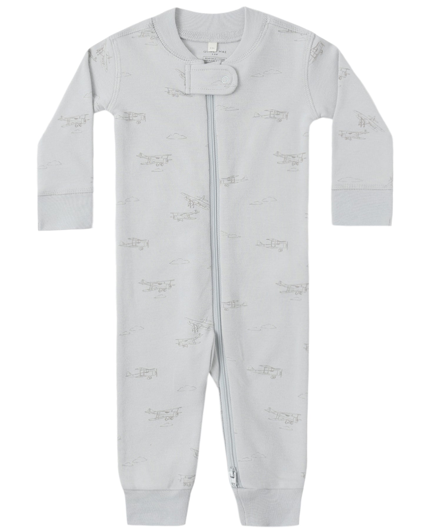 Quincy Mae ZIP LONGSLEEVE SLEEPER AIRPLANE - Persnickety Shop