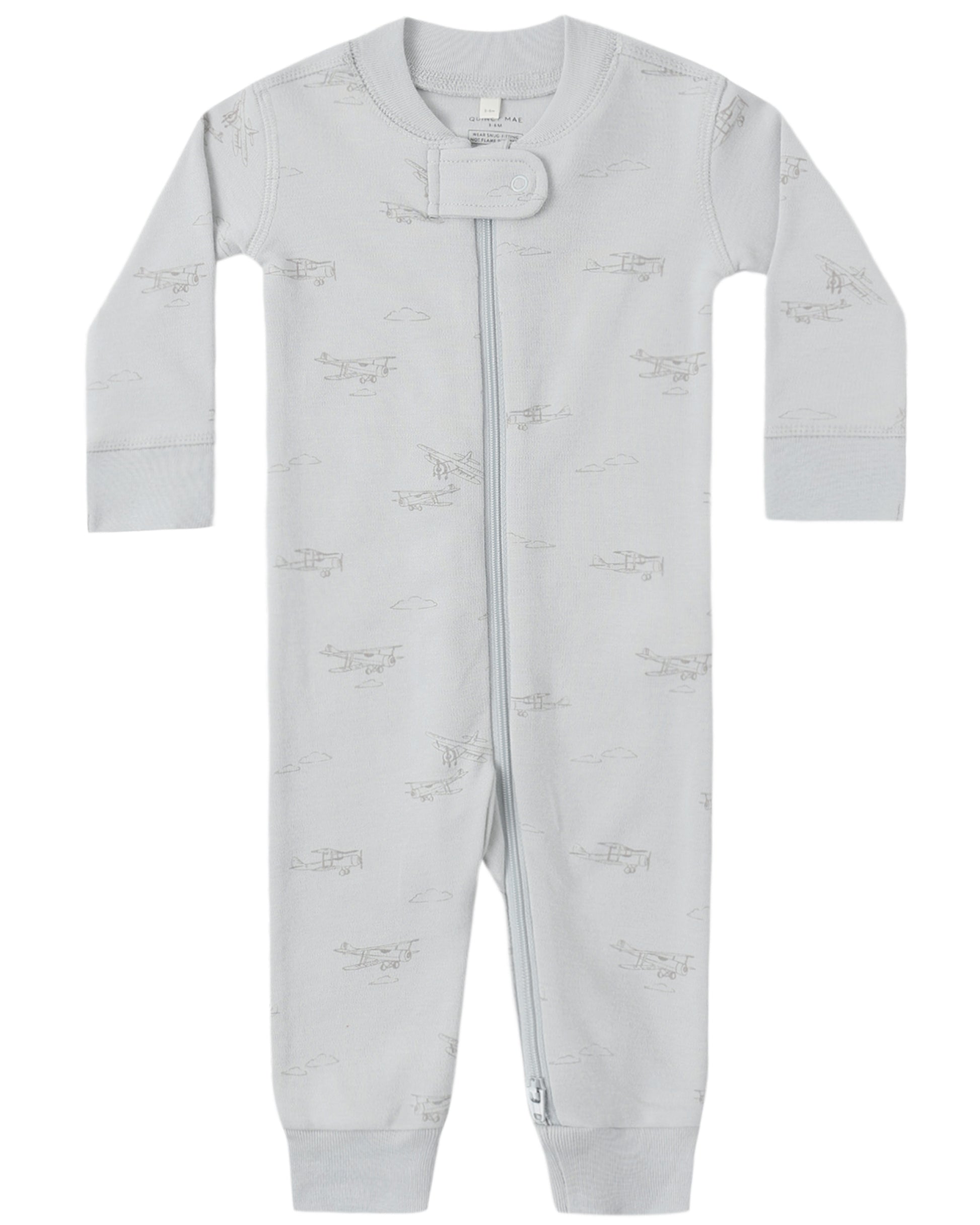 Quincy Mae ZIP LONGSLEEVE SLEEPER AIRPLANE - Persnickety Shop