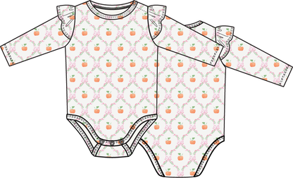 Angel Dear Pretty Pumpkin Trellis - Ruffle Sleeve Bodysuit With Snap Shoulder
