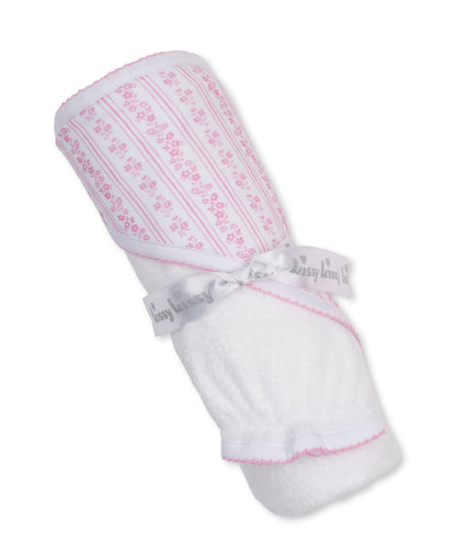 Kissy Kissy Hooded Towel w/ Mitt Set Watercolor Floral Stripes