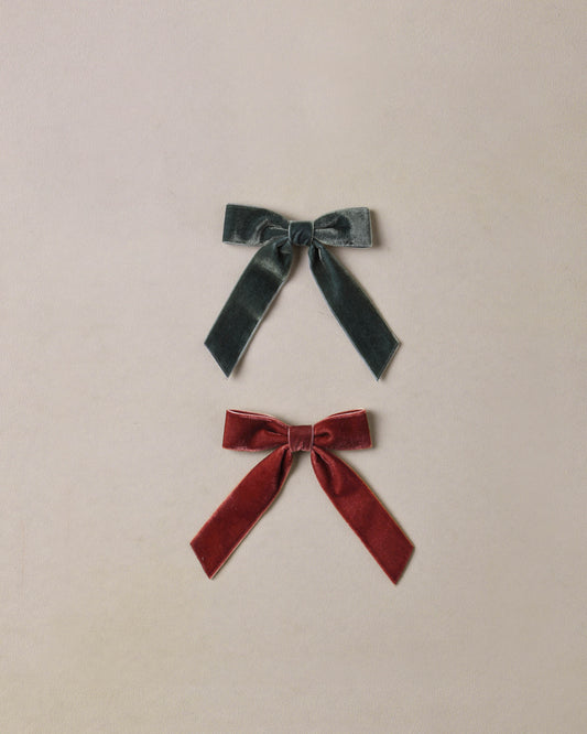 Noralee VELVET BOWS SET GREEN, RUBY