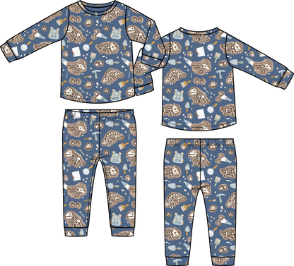 Angel Dear Glow In The Dark Dino Dig - Long Sleeve Loungewear Set