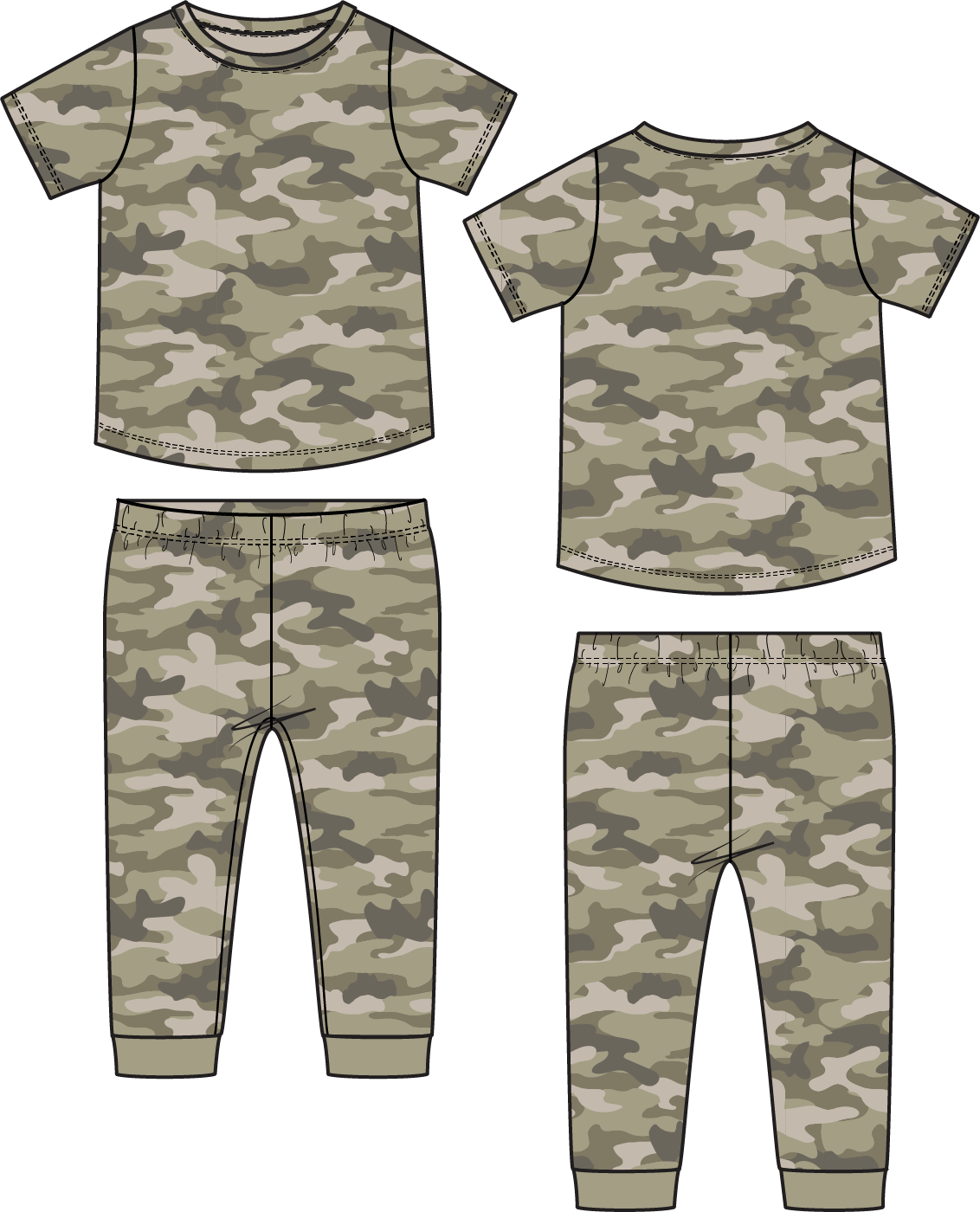 PREORDER Angel Dear Camo - Short Sleeve Loungewear Set
