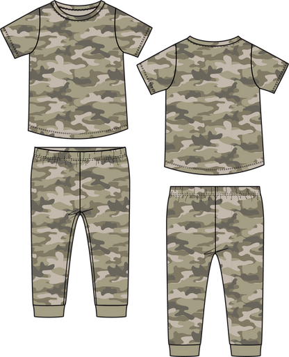 PREORDER Angel Dear Camo - Short Sleeve Loungewear Set