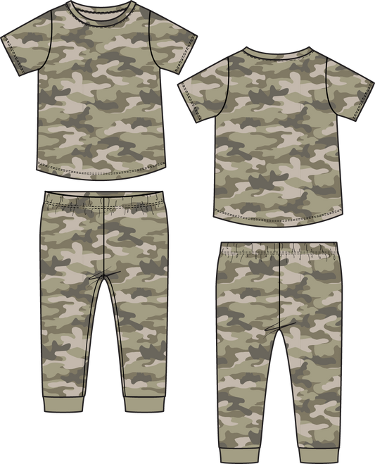PREORDER Angel Dear Camo - Short Sleeve Loungewear Set