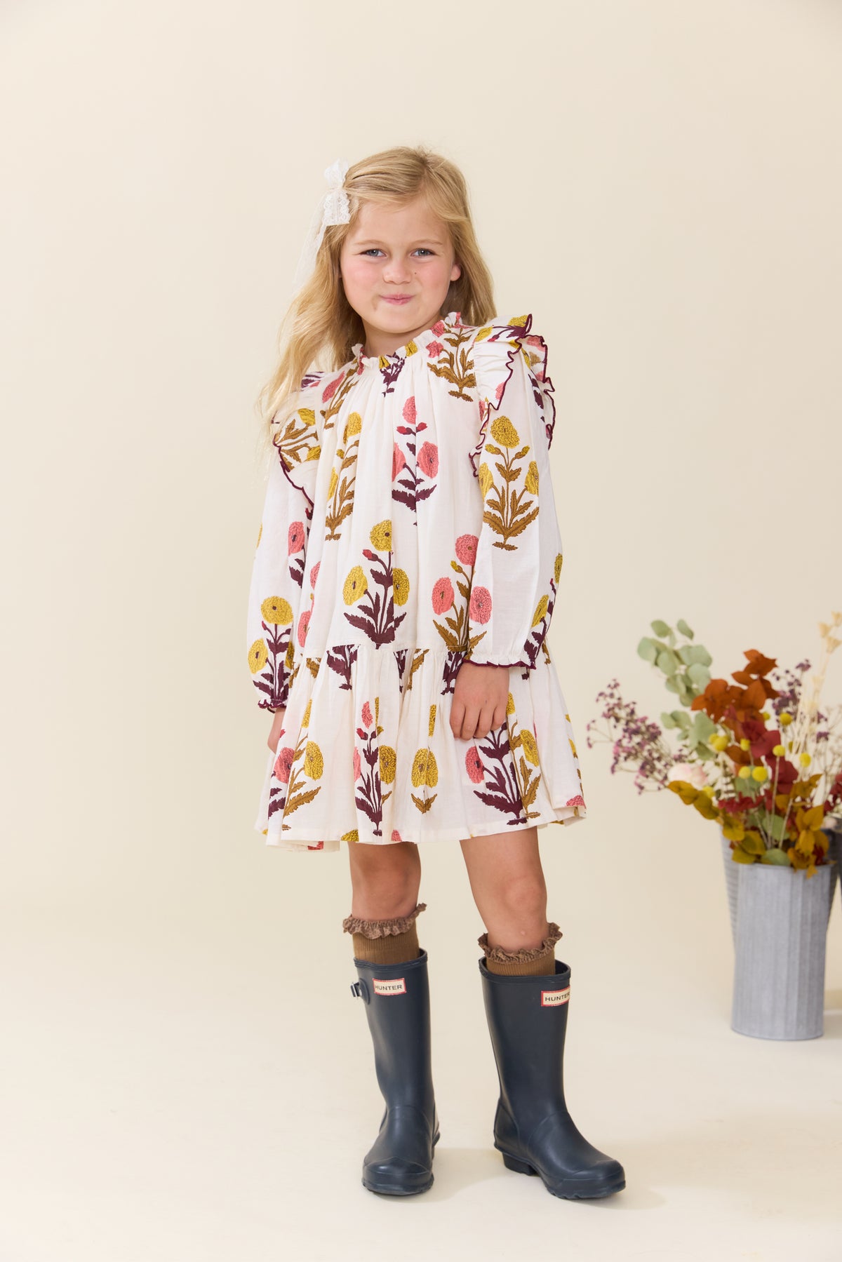 Pink Chicken GIRLS HARPER DRESS- HARVEST DANDELION
