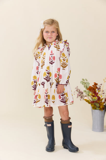 Pink Chicken GIRLS HARPER DRESS- HARVEST DANDELION