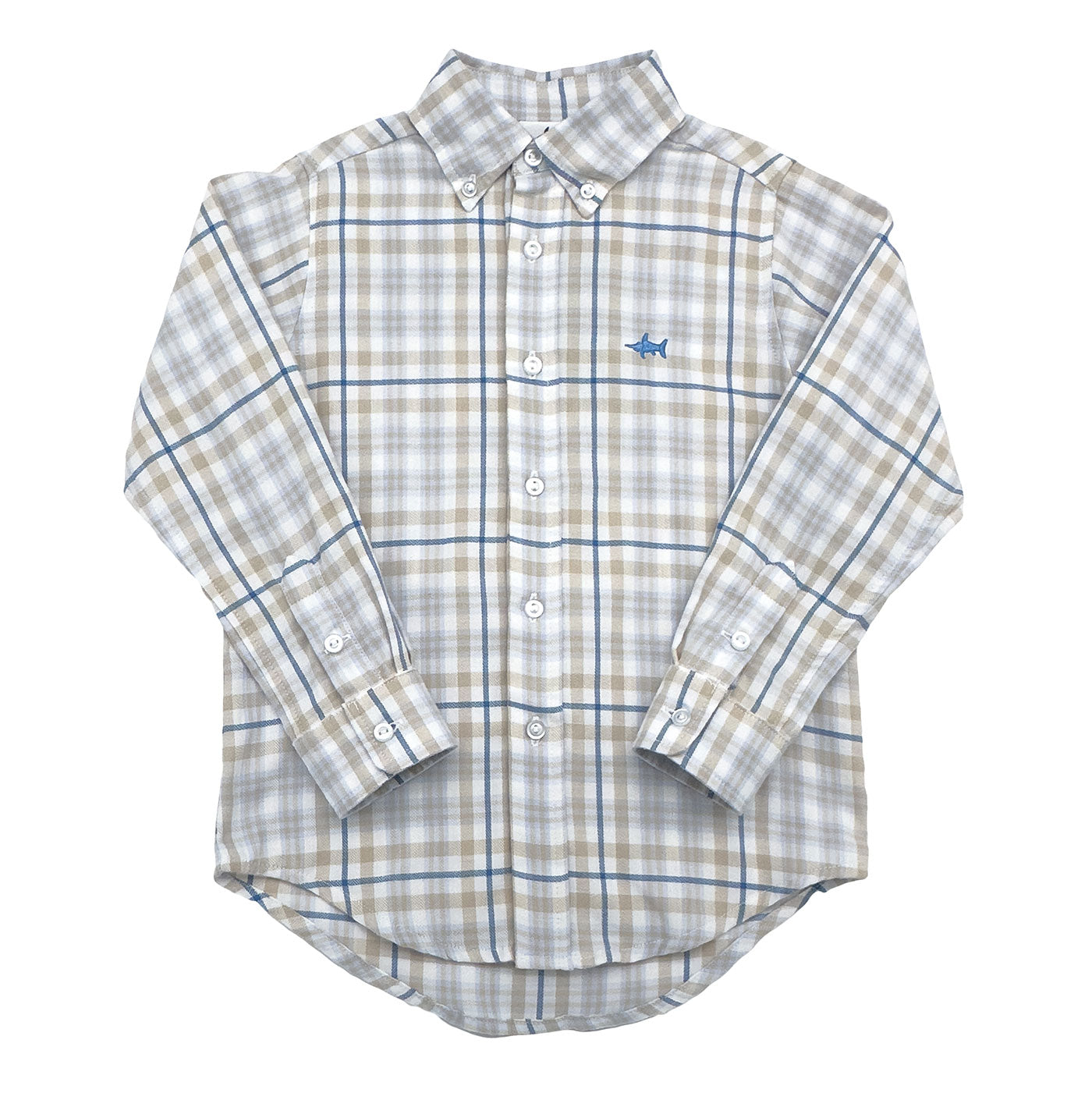 SALTWATER BOYS CARTER OXFORD SHIRT KHAKI/BLUE PLAID - Persnickety Shop